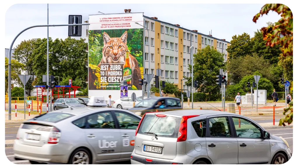 Ekologiczny mural w Białymstoku z rysiem, wykonany farbą KNOxOUT przez Grupę RW